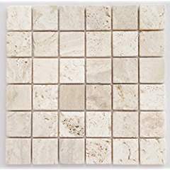 Romano Alabastrino Travertine 2X2 Tumbled Mosaic Tile - STANDARD QUALITY - Lot of 50 Sheets - Tilefornia