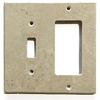 Turkish Ivory Travertine Real Stone Switch Plate Cover, Honed-TOGGLE ROCKER - Tilefornia