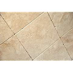 Light / Ivory 12X12 Tumbled Travertine Tile - Tilefornia