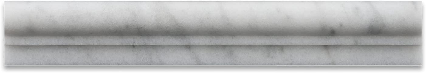 Bianco Venatino Marble 2 X 12 Polished OG-1 Chair Rail Trim - Lot of 5 pcs. - Tilefornia