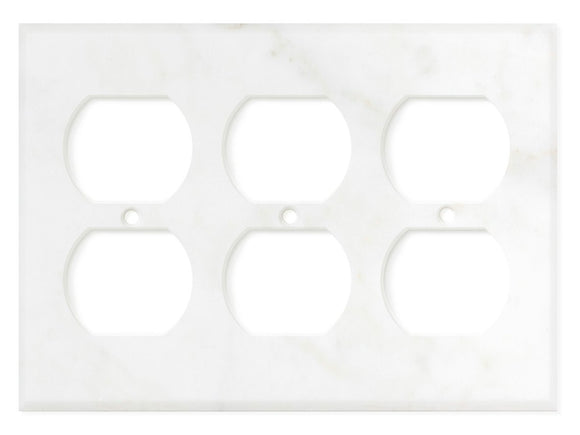 Italian Calacatta Gold Marble Switch Plate Cover, Honed (3 DUPLEX) - Tilefornia