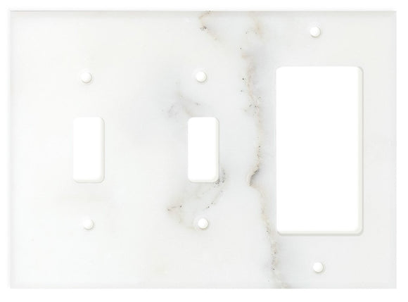 Italian Calacatta Gold Marble Switch Plate Cover, Honed (DOUBLE TOGGLE ROCKER) - Tilefornia