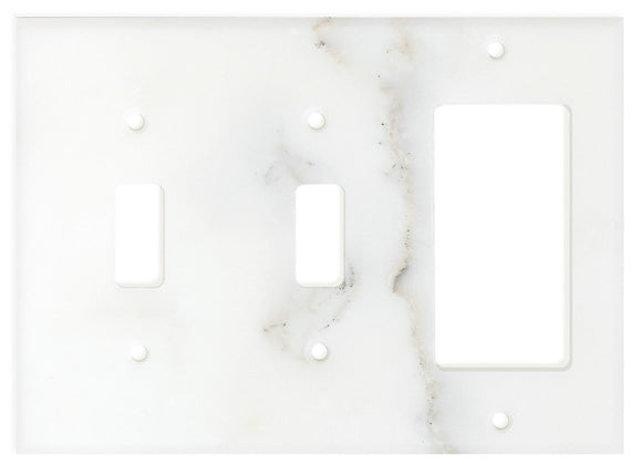 Italian Calacatta Gold Marble Switch Plate Cover, Polished (DOUBLE TOGGLE ROCKER) - Tilefornia