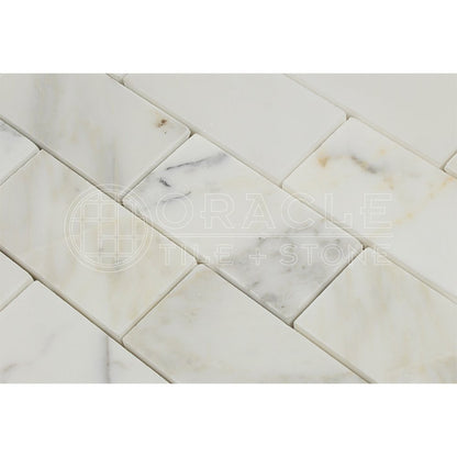 Calacatta Gold (Italian Calcutta) Marble 2 X 4 Brick Mosaic Tile, Honed - Tilefornia
