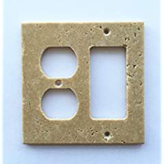 Light Walnut Travertine Switch Plate Cover Rocker Duplex - 4.50 X 5.50 IN - Tilefornia