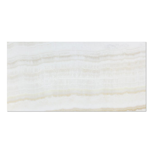 White Onyx (Bianco Fantastico) 12 X 24 Field Tile, Vein-Cut, Polished (2 pcs. 3" X 6" Sample Set) - Tilefornia