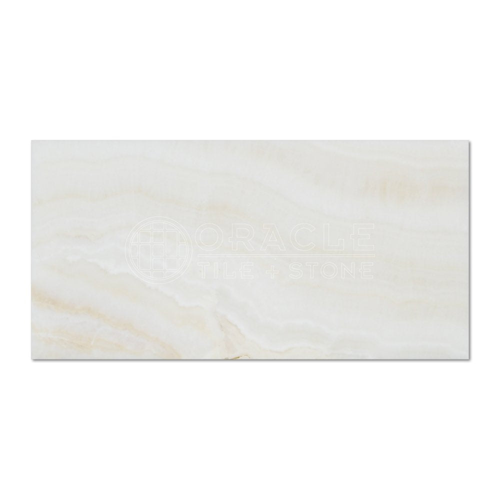 White Onyx (Bianco Fantastico) 3 X 6 Subway Brick Tile, Cross-Cut, Polished - Sample - Tilefornia