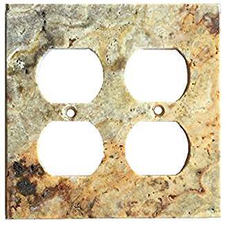 Turkish Scabos Travertine Real Stone Switch Plate Cover, Honed-2 DUPLEX - Tilefornia
