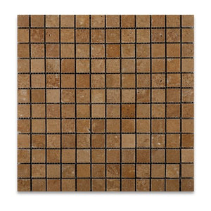 Noce 1 X 1 Travertine Tumbled Mosaic Tile - Tilefornia