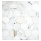 Tilefornia Calacatta Gold 2" Hexagon Marble Mosaic Polished/Honed - Tilefornia