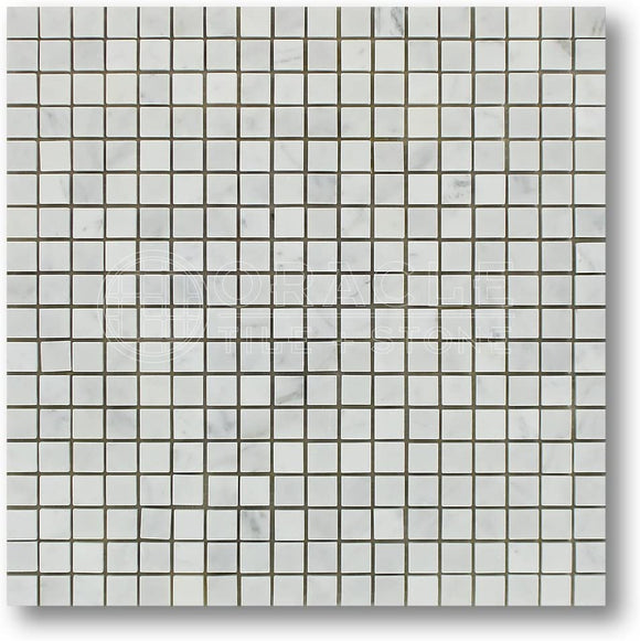 Tilefornia Carrara White Italian (Bianco Carrara) Marble 5/8 X 5/8 Mosaic Tile, Polished - Tilefornia