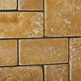 Gold / Yellow Travertine Tumbled 3-Piece Mini Pattern Mosaic Tile - Lot of 50 sq. ft. - Tilefornia