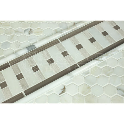 Calacatta Gold (Italian Calcutta) Marble 1 inch Hexagon Mosaic Tile, Honed - Tilefornia
