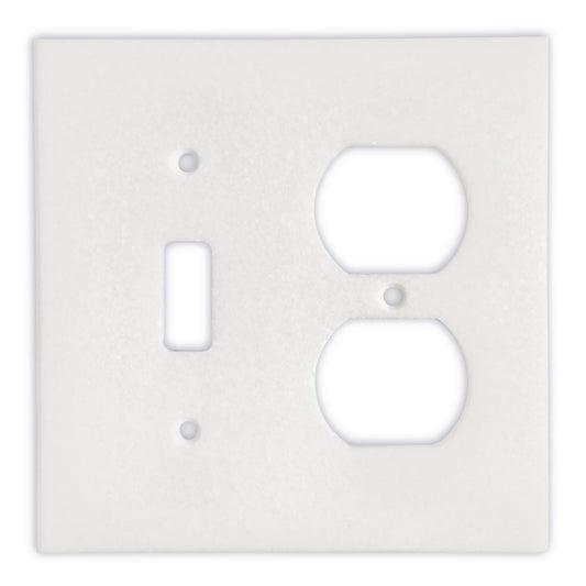 Greek Thassos White Marble Switch Plate Cover, Polished-TOGGLE DUPLEX - Tilefornia