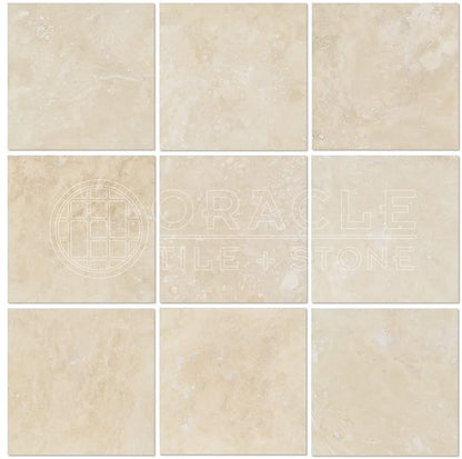 Ivory (Light) Travertine 12"X12" Subway Field Tile, Filled & Honed - Tilefornia