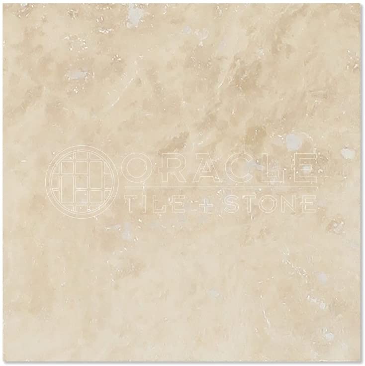 Ivory (Light) Travertine 12"X12" Subway Field Tile, Filled & Honed - Tilefornia