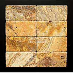 Scabos Travertine Tumbled 3"X6" Subway Tile - Tilefornia