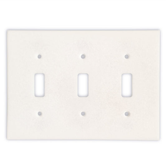 Greek Thassos White Marble Switch Plate Cover, Polished-3 TOGGLE - Tilefornia