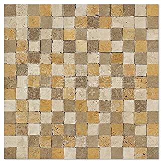 Mixed Travertine 1 X 2 Brick Mosaic Tile, Split-Faced - 6