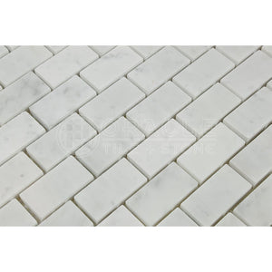 Tilefornia Carrara White Italian (Bianco Carrara) Marble 1 X 2 Subway Brick Mosaic Tile, Polished - Tilefornia