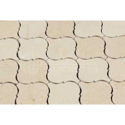 Crema Marfil Spanish Marble Lantern Arabesque Mosaic Tile, Polished - Tilefornia
