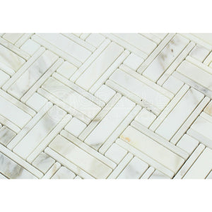 Calacatta Gold (Italian Calcutta) Marble Triple-Weave Mosaic Tile (with Calacatta Gold Marble Dots, Honed) - Tilefornia