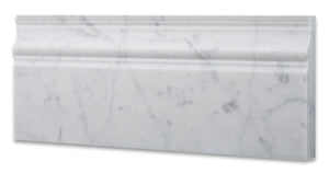 Carrara White 4" X 12" Marble Polished Baseboard Molding - Tilefornia