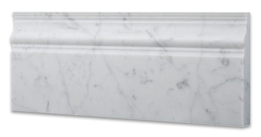 Italian Carrara White Marble Honed 5 X 12 Baseboard - Box of 5 Pcs. - Tilefornia