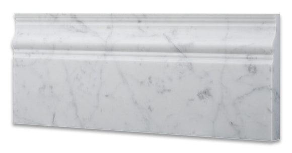 Italian Carrara White Marble Polished 5 X 12 Baseboard - 4