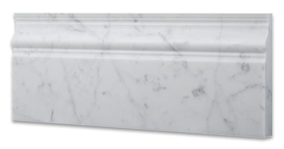 Italian Carrara White Marble Polished 5 X 12 Baseboard - Lot of 50 Pcs. - Tilefornia
