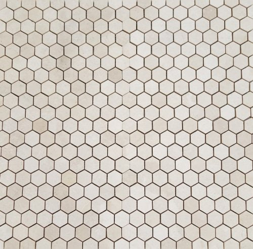 Botticino Marble Polished 1 1/4 inch Hexagonal Mosaic Tile - STANDARD QUALITY - Lot of 20 Sheets - Tilefornia