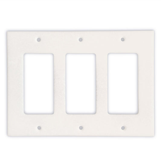 Greek Thassos White Marble Switch Plate Cover, Polished-3 ROCKER - Tilefornia