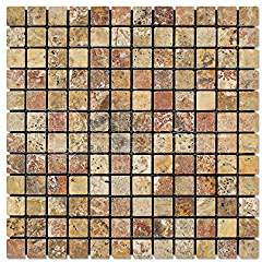 Scabos Travertine 1 X 1 Mosaic Tile, Tumbled - Tilefornia