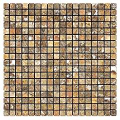 Scabos Travertine 5/8 X 5/8 Mosaic Tile, Tumbled - 6 X 6 Sample - Tilefornia