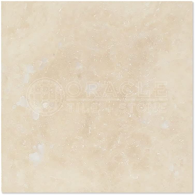 Ivory (Light) Travertine 12"X12" Subway Field Tile, Filled & Honed - Tilefornia