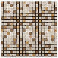 Mixed Travertine 5/8 X 5/8 Tumbled Mosaic Tile - Lot of 50 sq. ft. - Tilefornia