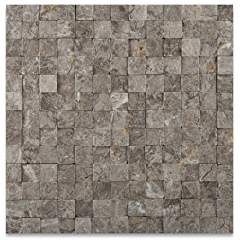SILVERADO GRAY 1X1 Marble SPLIT-FACED Mosaic Tile - Tilefornia