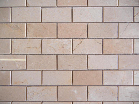 Crema Marfil mosaic polished 1x2 - Tilefornia