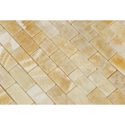 Honey Onyx Brick Mosaic Tile 1x2, Polished