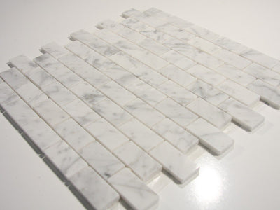 White Carrara Marble Subway Tile 1x2, Polished
