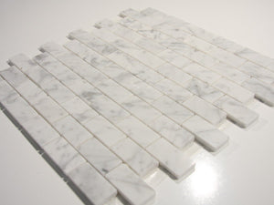 Carrara white 1 x 2 Polished Stone Brick Tile - Tilefornia