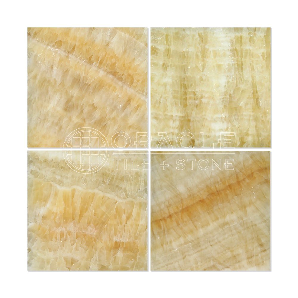 Honey Onyx 12 X 12 Polished Premium Field Tile (2 pcs. 3" X 6" Sample Set) - Tilefornia