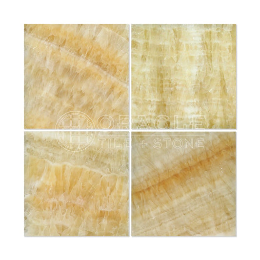 Honey Onyx 12 X 12 Polished Premium Field Tile (2 pcs. 3" X 6" Sample Set) - Tilefornia