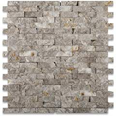 SILVERADO GRAY 5/8X1 Marble SPLIT-FACED Mosaic Tile - Tilefornia