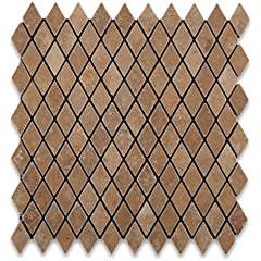 Noce 1-inch Tumbled Diamond/Rhomboid Travertine Mosaic Tile - Tilefornia
