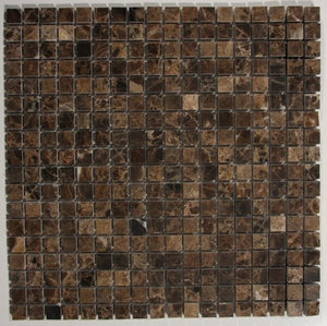 Dark Emperador 5/8 x 5/8 X 6mm Polished Mosaic Stone Tile - Tilefornia