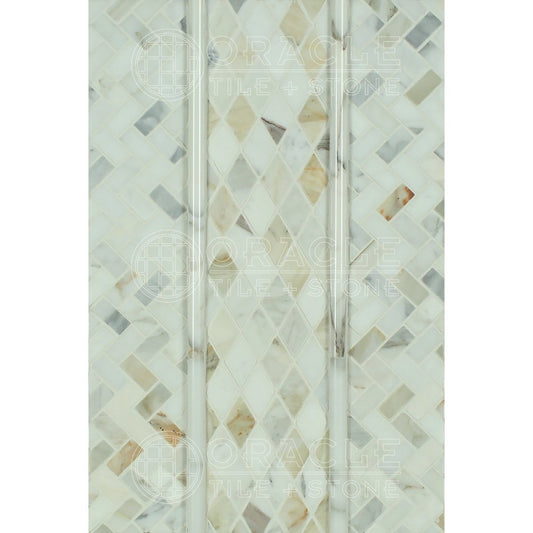 Calacatta Gold (Italian Calcutta) Marble Mini Herringbone Mosaic Tile, Honed - Tilefornia