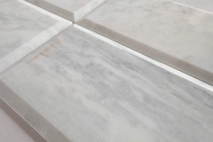 Bianco Venatino Marble 6X12 Deep - Beveled & Polished Subway Tile - STANDARD QUALITY - Lot of 20 Sq. Ft. - Tilefornia