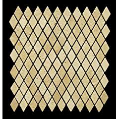 Light 1-inch Tumbled Travertine Diamond/Rhomboid Mosaic Tile - Tilefornia