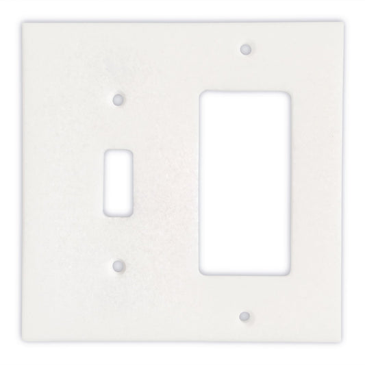Greek Thassos White Marble Switch Plate Cover, Polished-TOGGLE ROCKER - Tilefornia